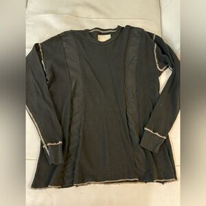 YOU THE BRAVE black deconstructed thermal long sleeve